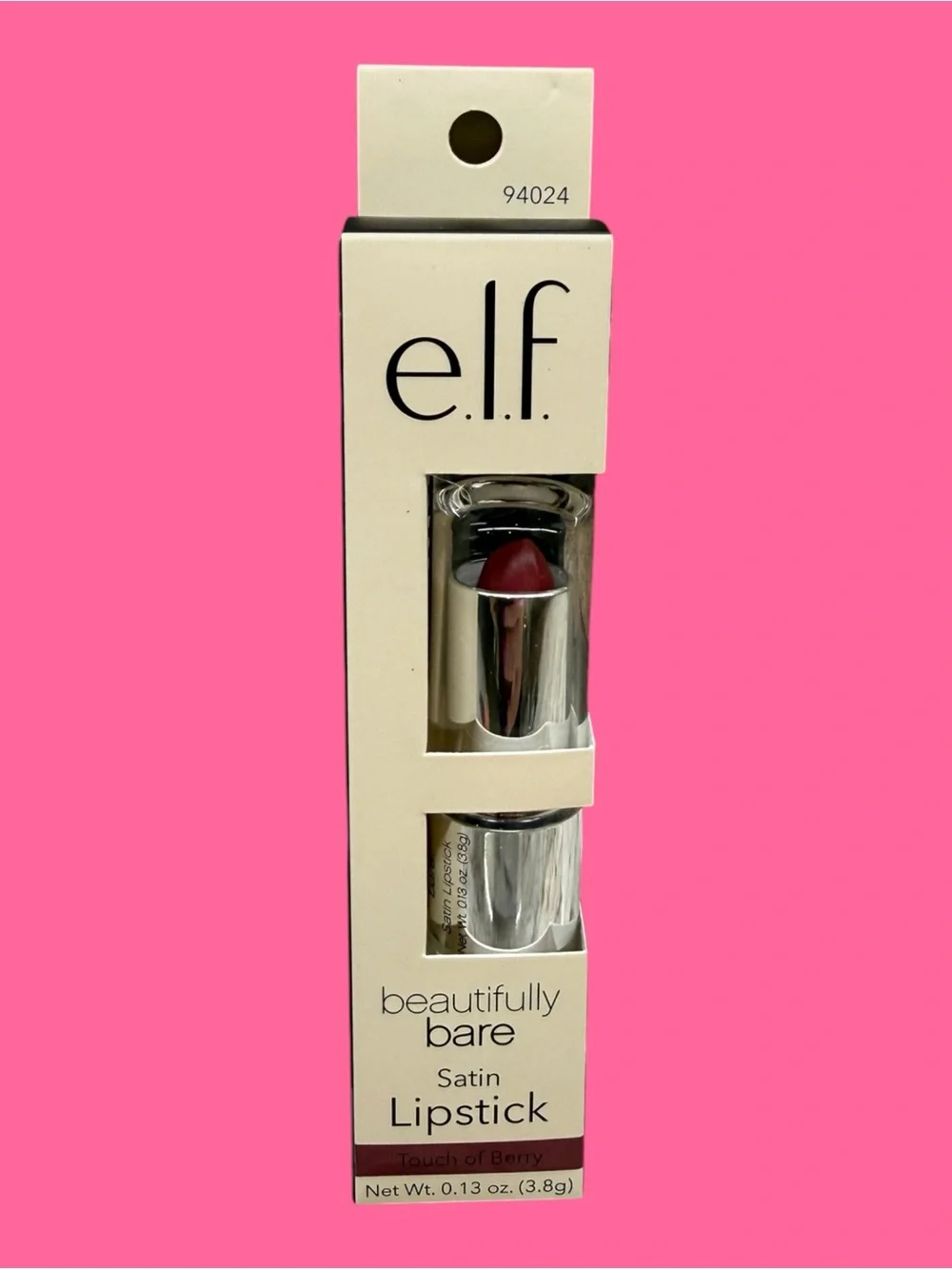 e.l.f. Beautifully Bare Satin Lipstick Touch of Berry Moisturizing 0.13 oz